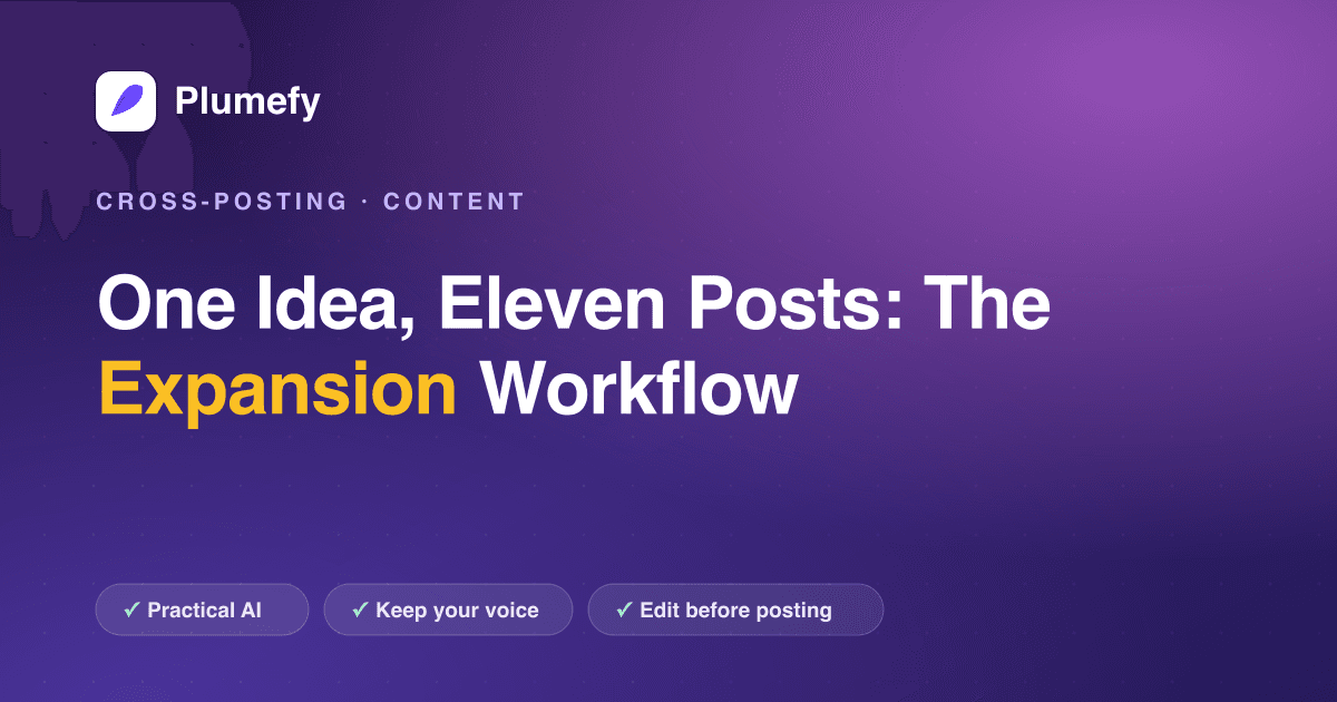 One Idea, Eleven Posts: The Expansion Workflow — cover image