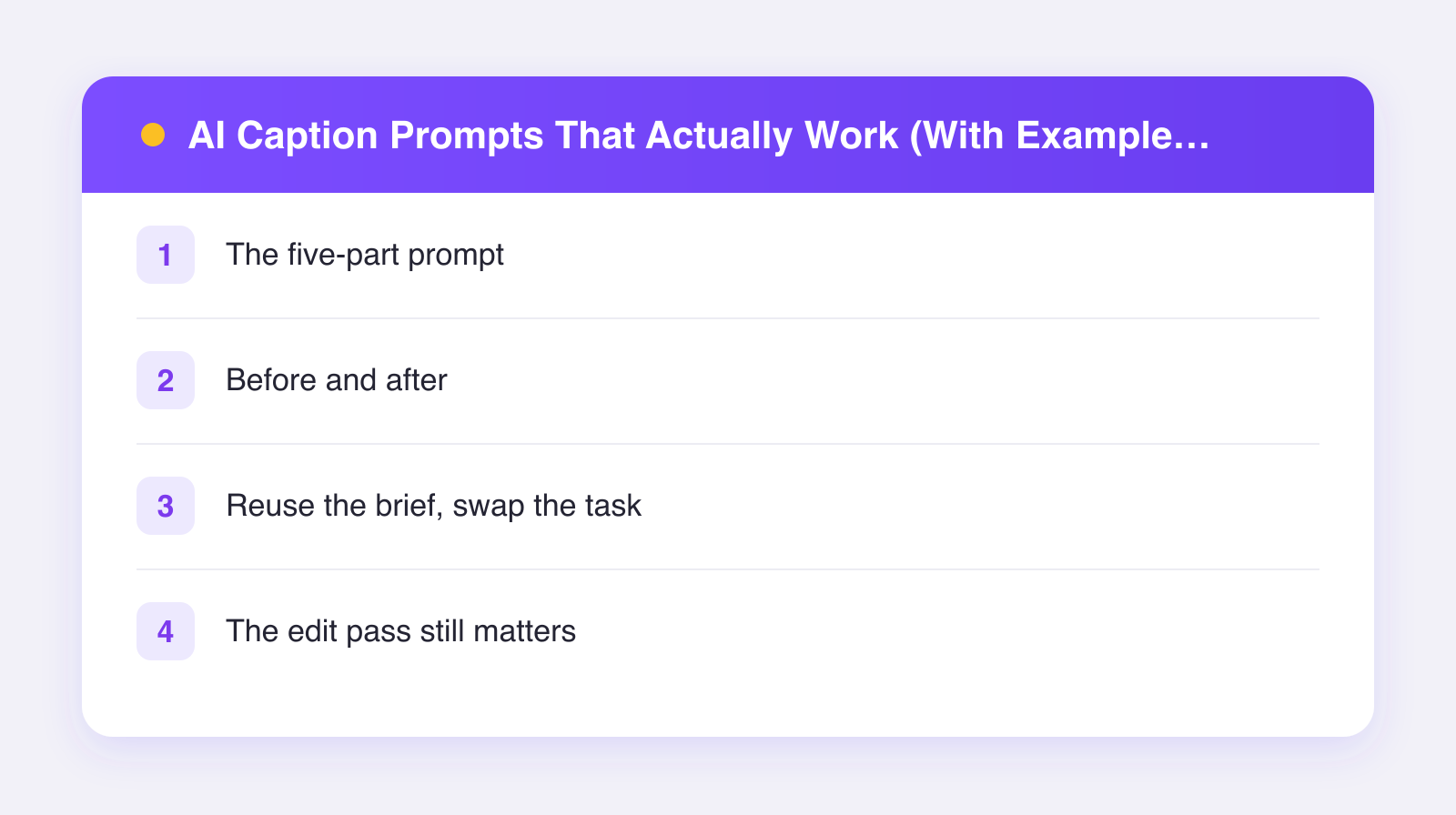 What this guide covers: the five-part prompt, before and after, reuse the brief, swap the task and more