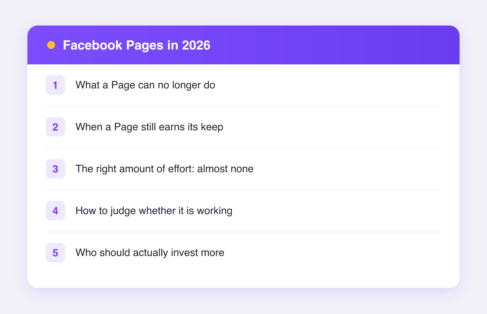What this guide covers: what a page can no longer do, when a page still earns its keep, the right amount of effort: almost none and more