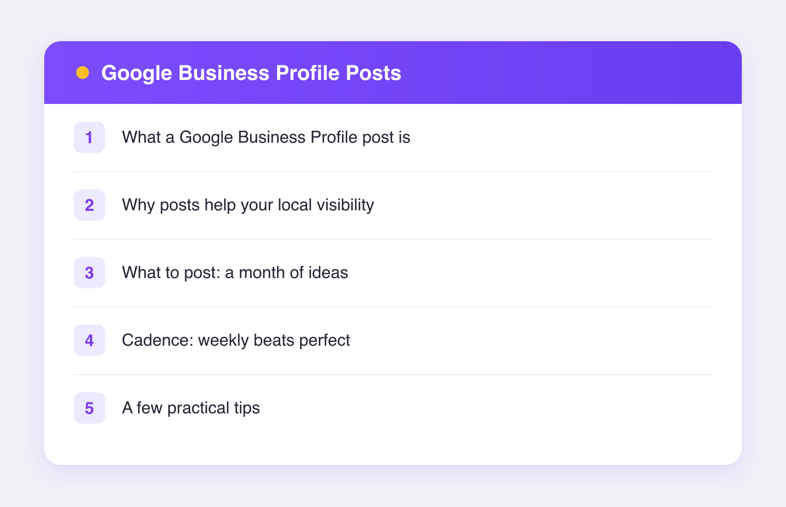 What this guide covers: what a google business profile post is, why posts help your local visibility, what to post: a month of ideas and more