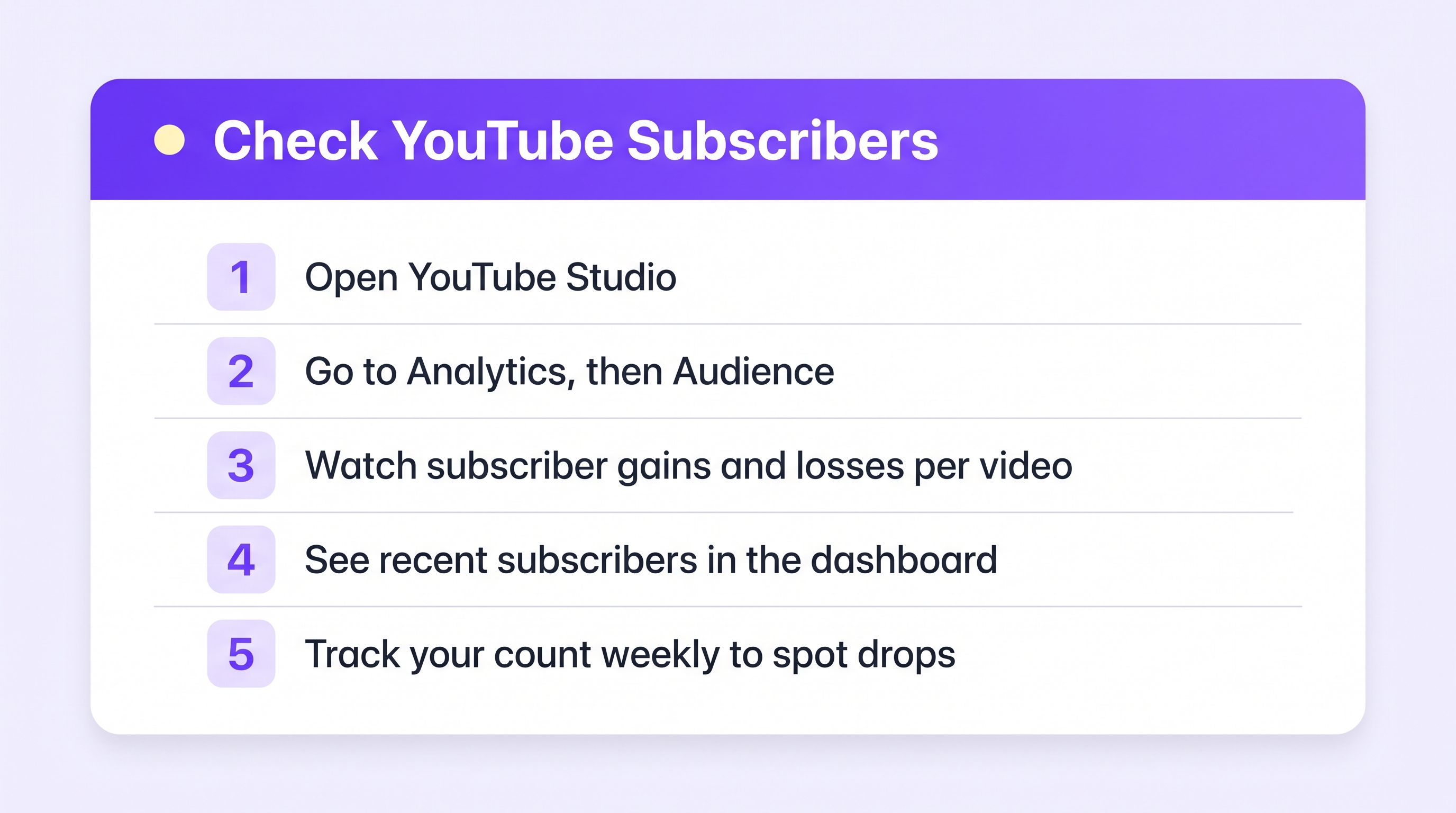 Five steps to check your YouTube subscriber changes in YouTube Studio