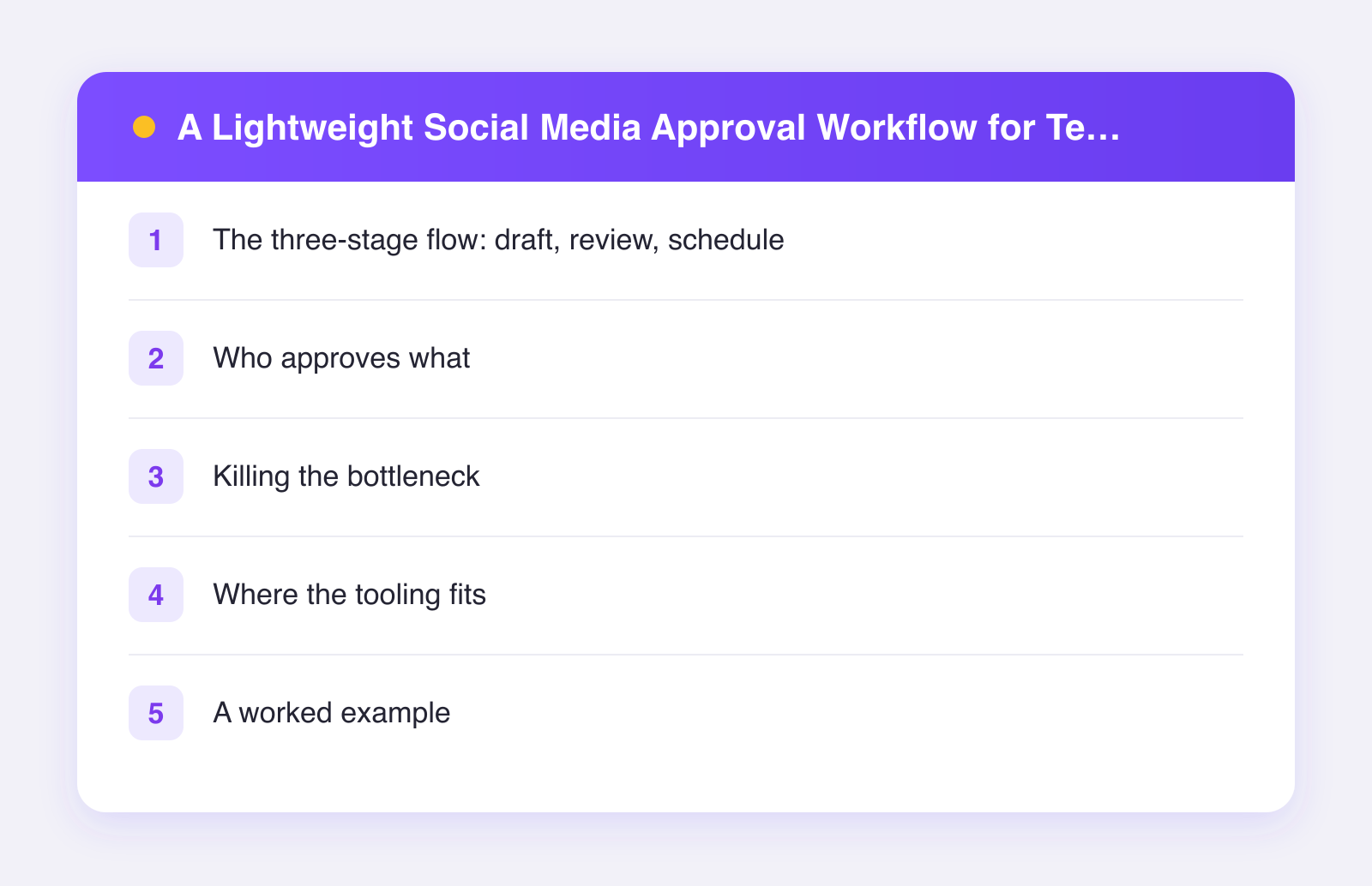 What this guide covers: the three-stage flow: draft, review, schedule, who approves what, killing the bottleneck and more