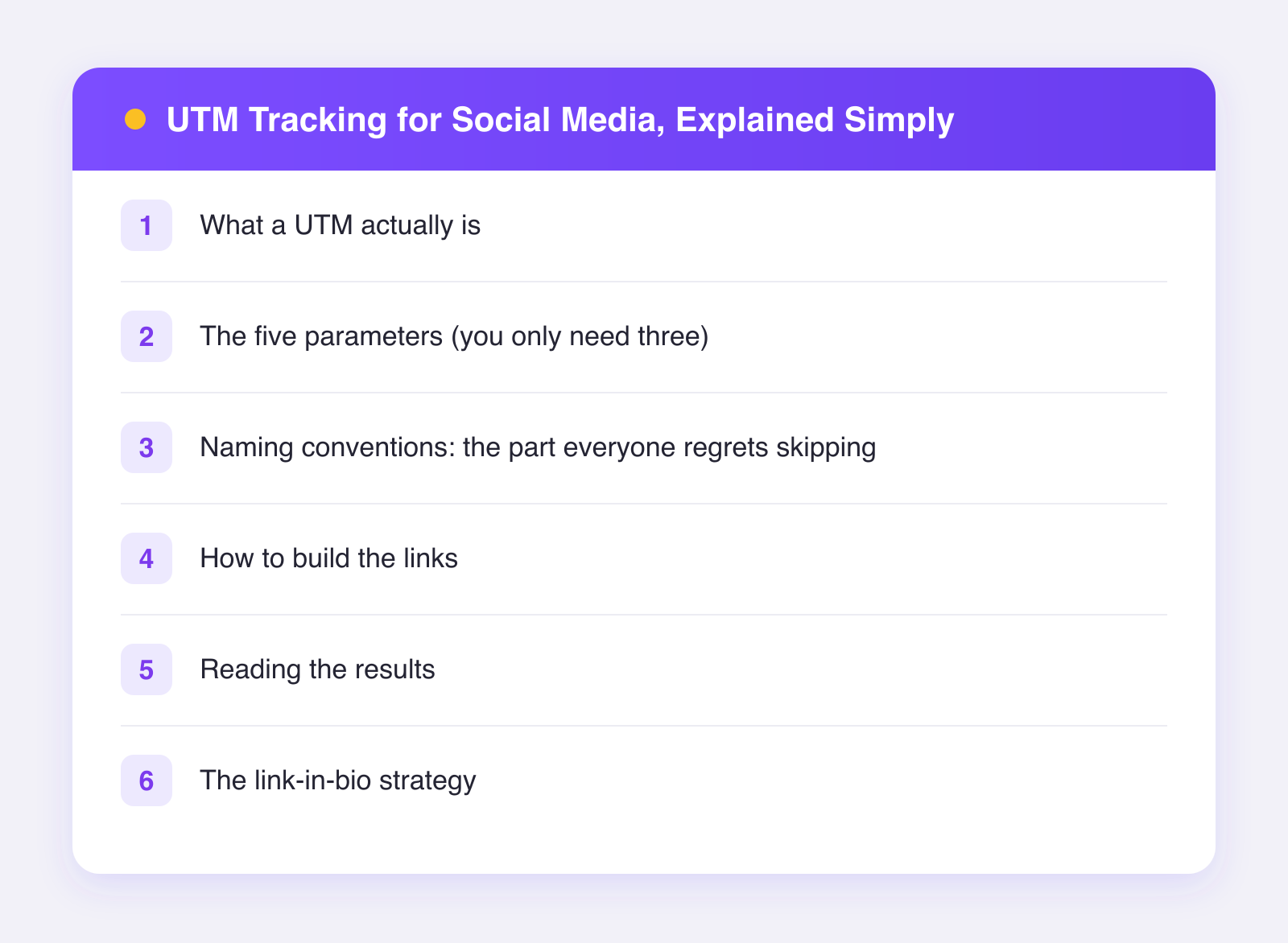What this guide covers: what a utm actually is, the five parameters (you only need three), naming conventions: the part everyone regrets skipping and more